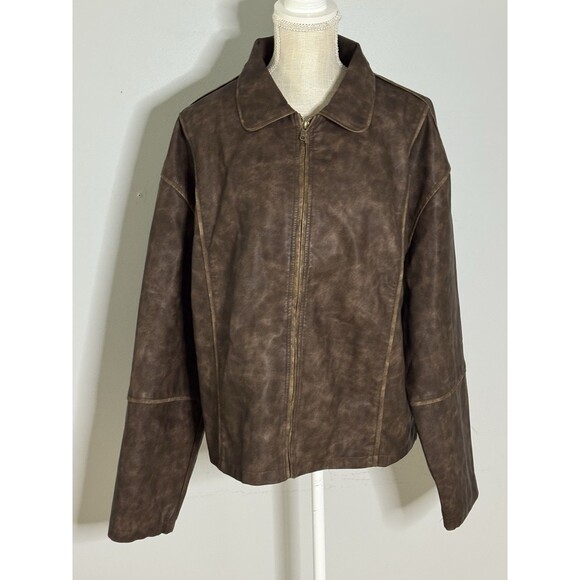 Edikted Jackets & Blazers - NEW Edikted Oversized Washed Faux Leather Jacket Size XL